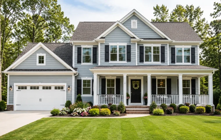 Freshly painted North Carolina home exterior in clean mild weather