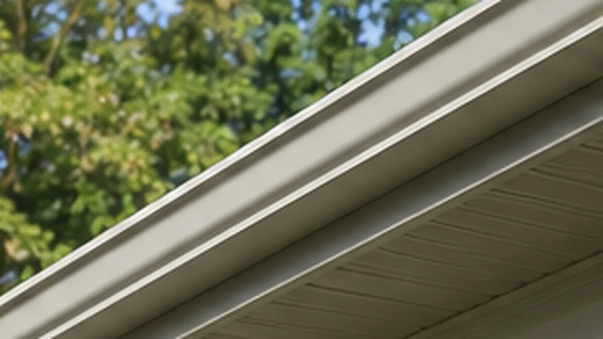 Seamless aluminum gutter installed along fascia and soffit on a Cary NC home
