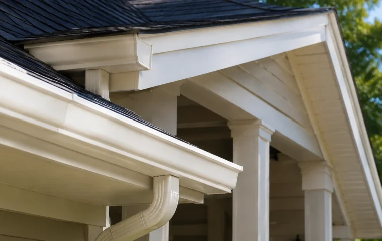 White seamless K-style aluminum gutters installed on a Chapel Hill NC home