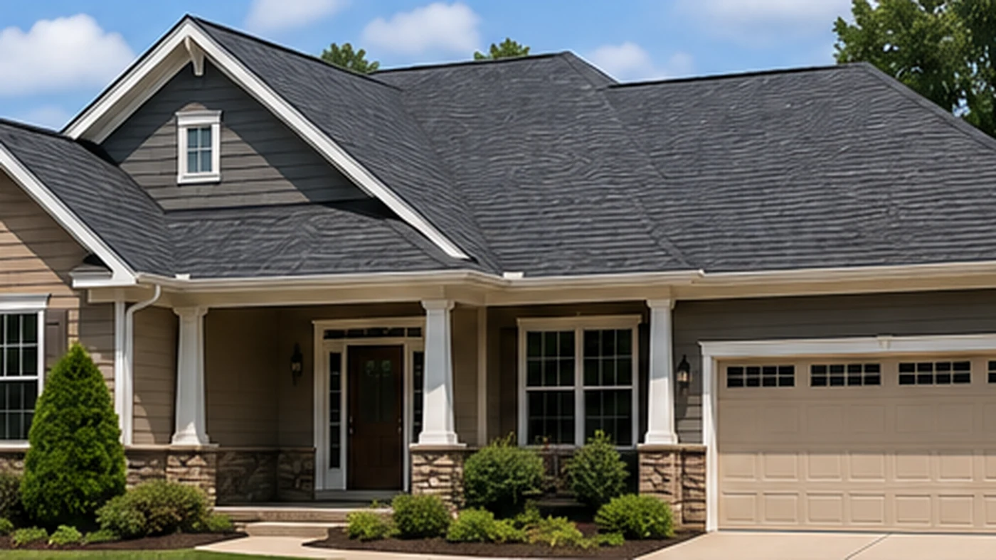 Roof replacement cost in Charlotte NC shown on a home with new architectural asphalt shingles