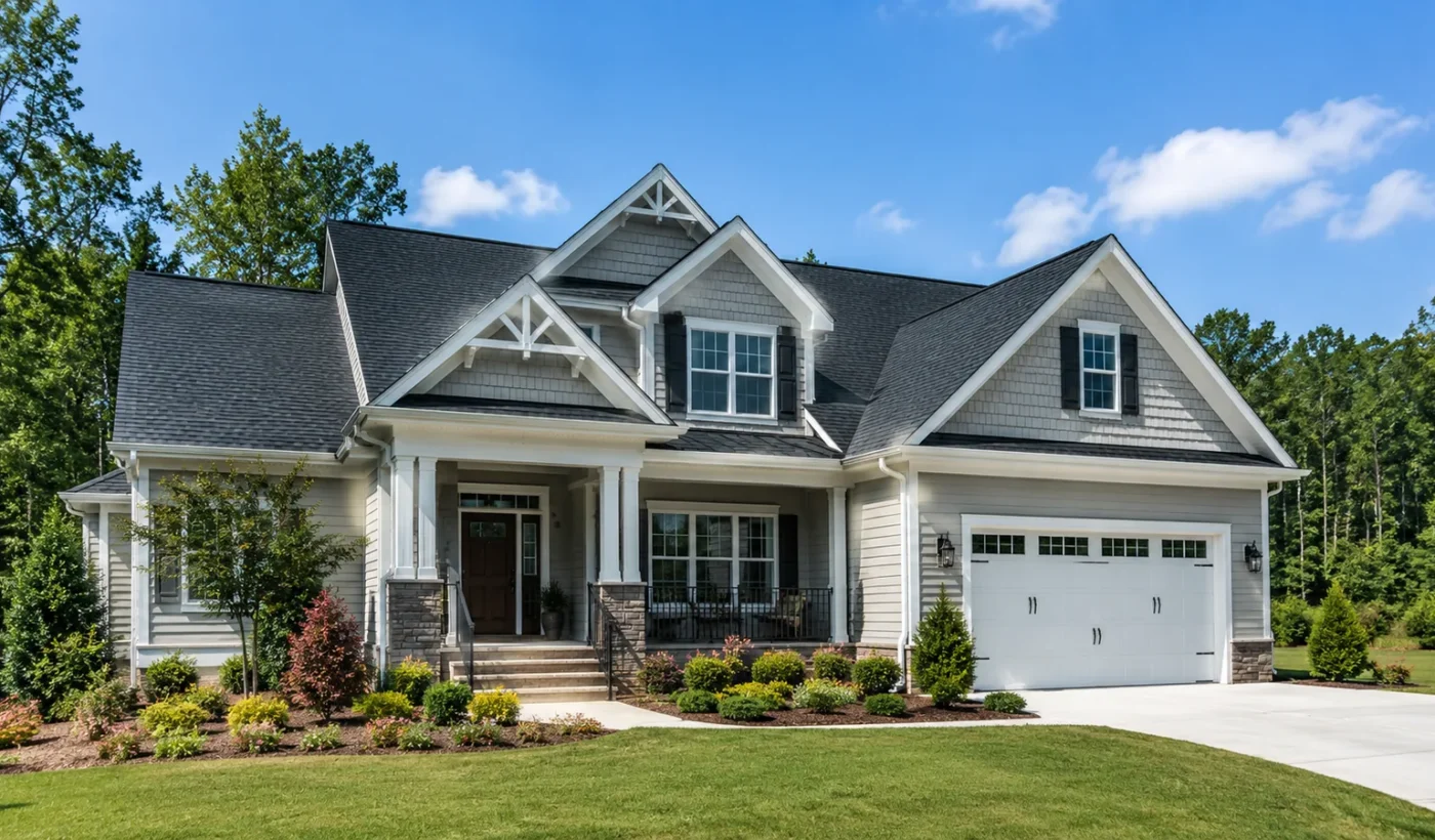 Roof replacement cost in North Carolina residential home with new asphalt shingle roof
