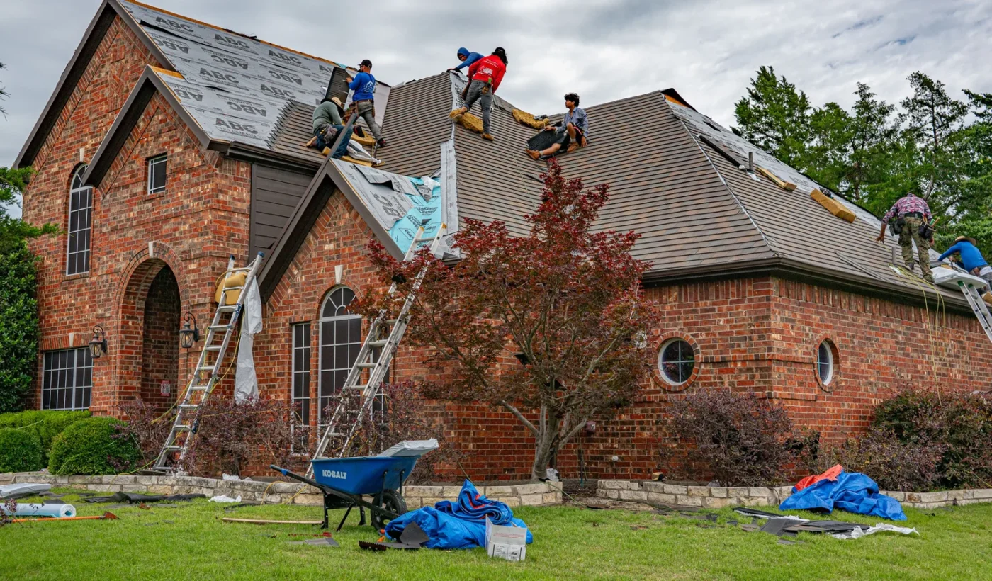 Roof storm damage in North Carolina homeowner guide featuring residential roofing work