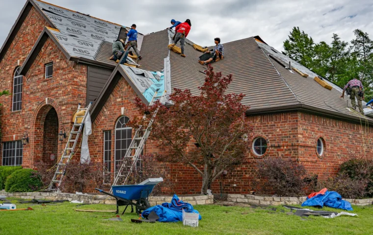 Roof storm damage in North Carolina homeowner guide featuring residential roofing work