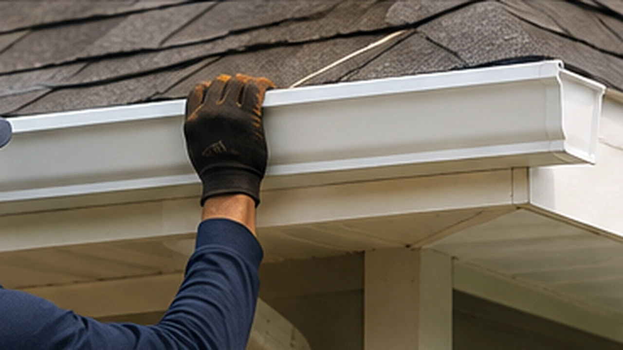 Professional installation of a white seamless K-style aluminum gutter in Chapel Hill NC
