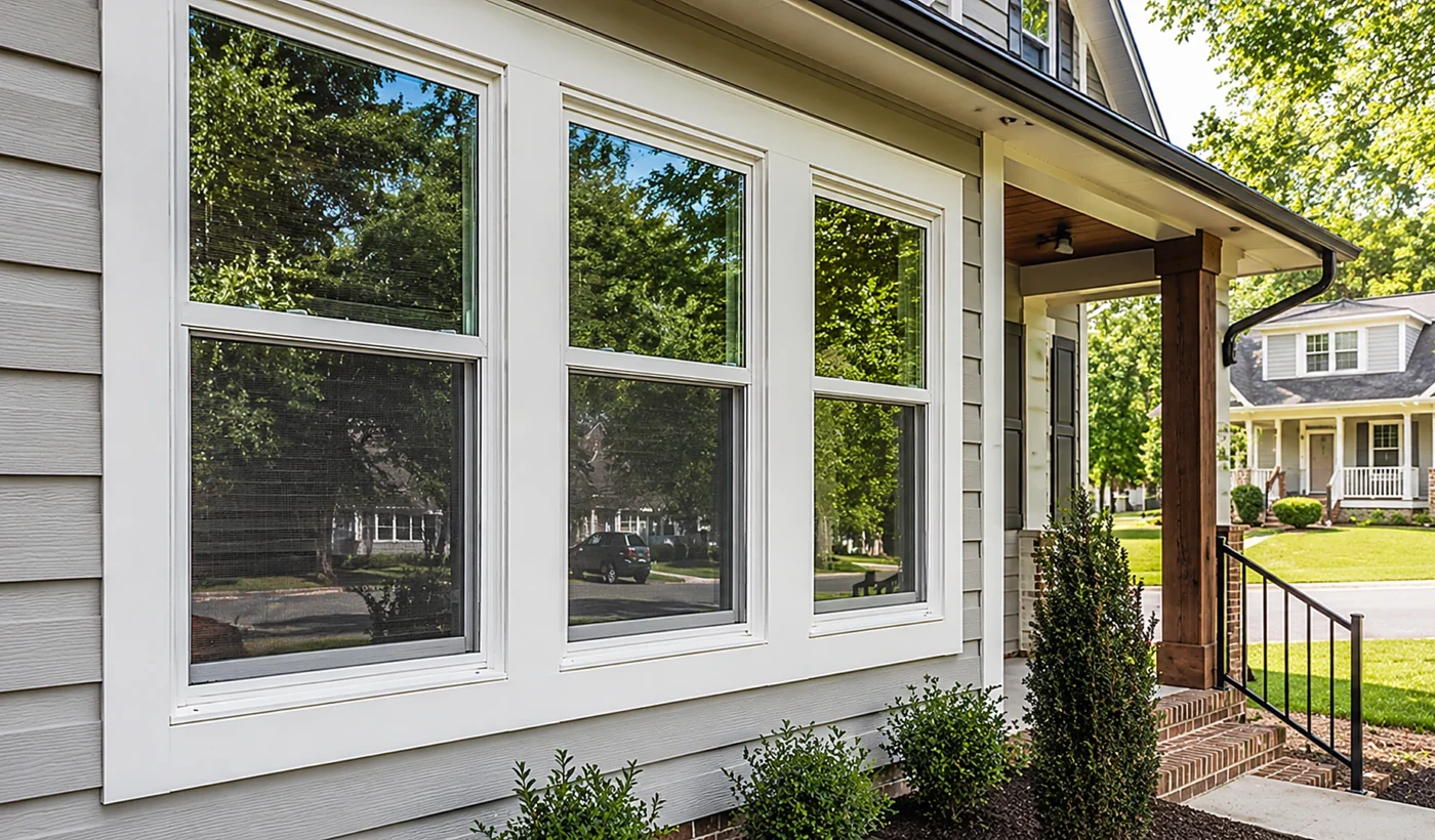 Window replacement cost in Durham NC illustrated by newly installed residential replacement windows