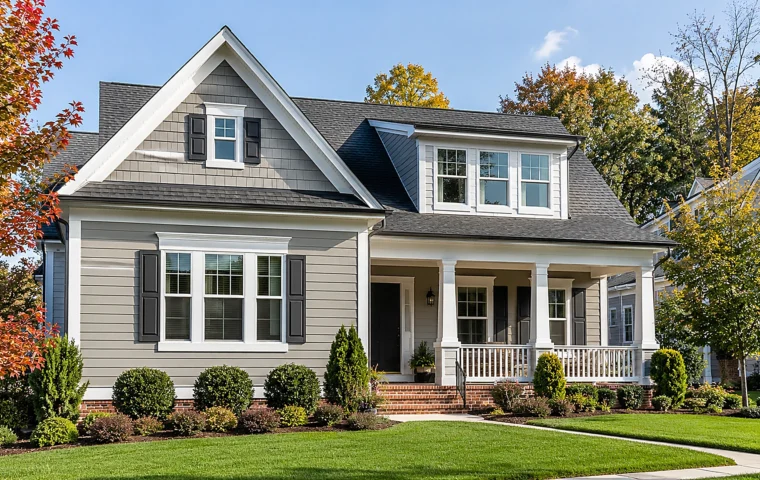 Exterior house painting cost in Durham NC shown by a sharp freshly painted home in fall